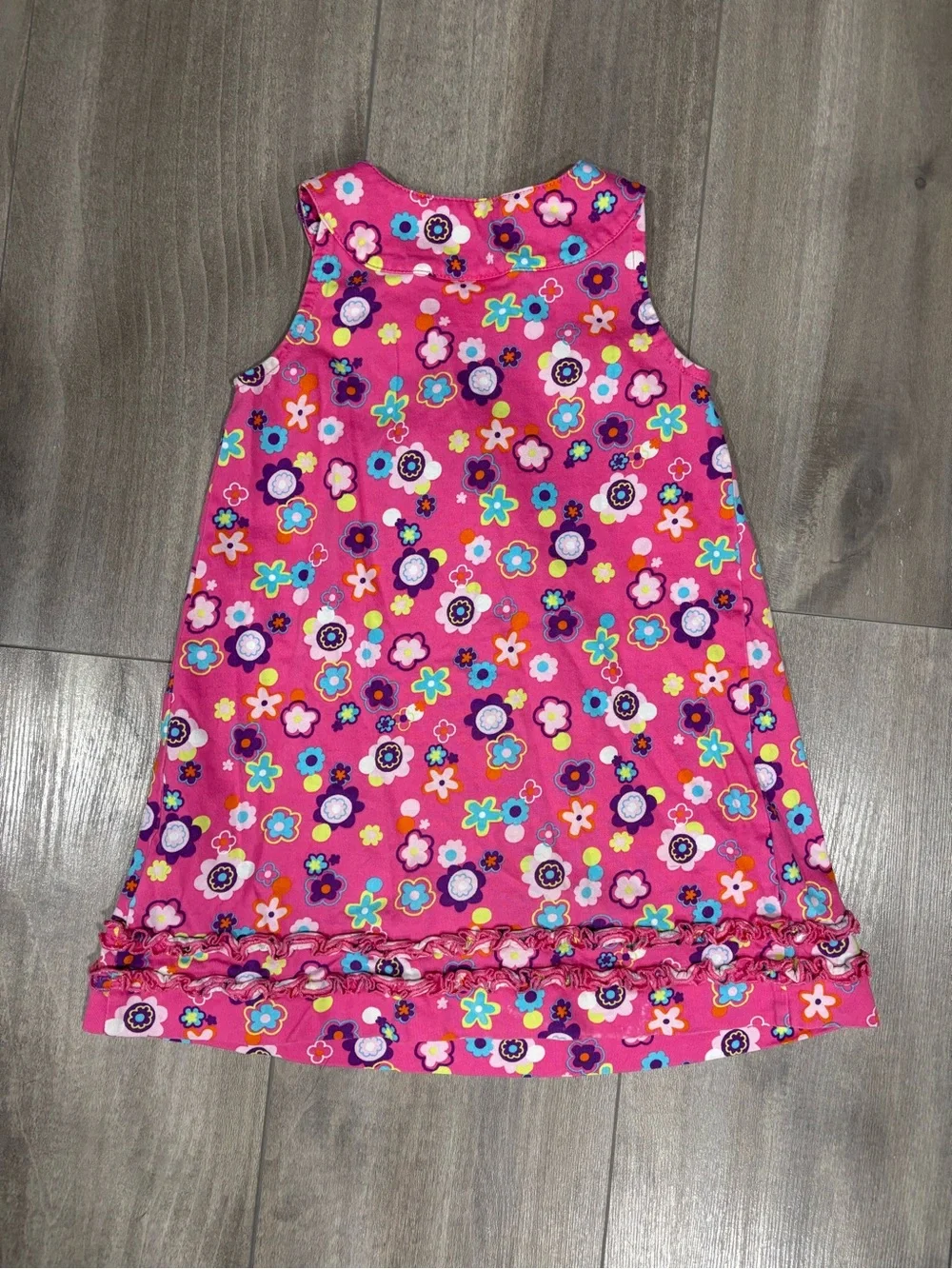 Hanna Andersson Playing Favorites Floral Dress 3T Pink Cotton Ruffle Hem